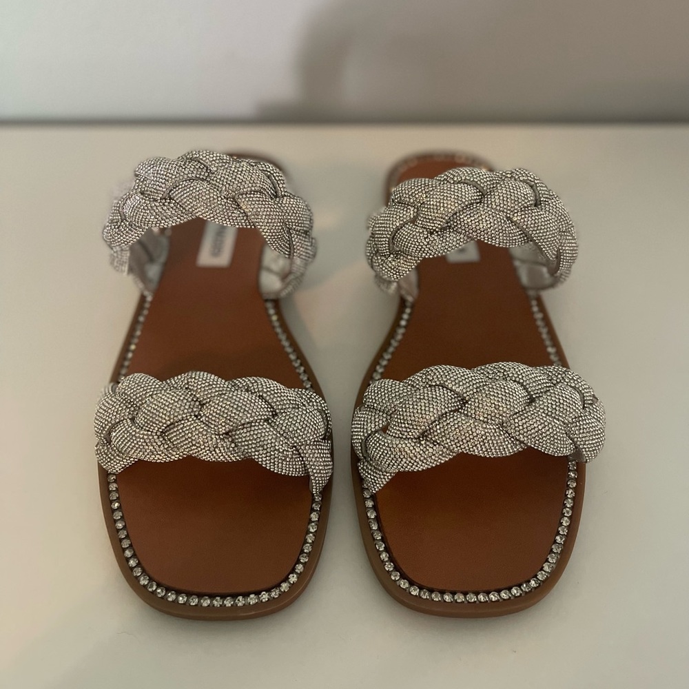 Steve Madden Newbie Rhinestone flat sandals.